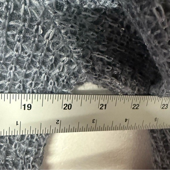 M Made In Italy Sweater Women L Blue Knit Sparkly Sequin V Neck Lace Floral Back - Picture 9 of 9